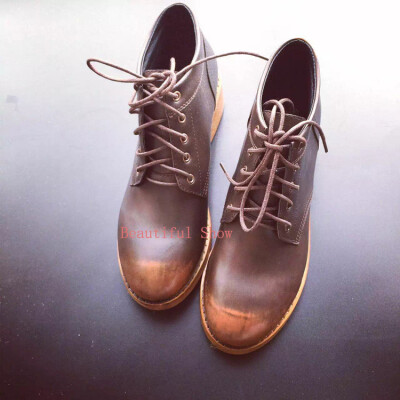 2015秋冬季新款中跟短靴女擦色复古系带马丁靴防水台英伦风踝靴潮
