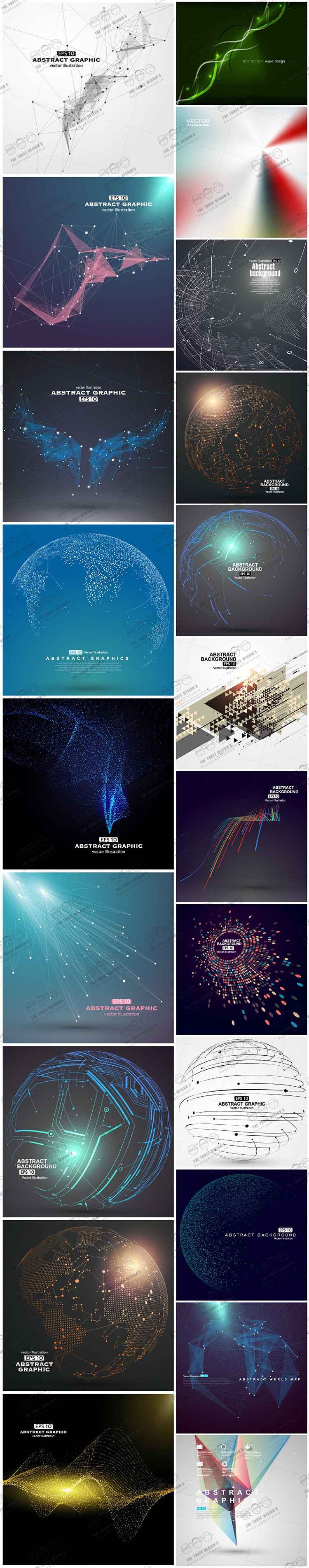 AI0011#创意科技抽象多边形宇宙能源图形 矢量素材合集包