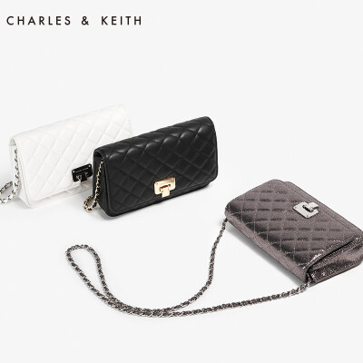 CHARLES&amp;KEITH 菱格包 CK270700460 菱格金属链条女士单肩包