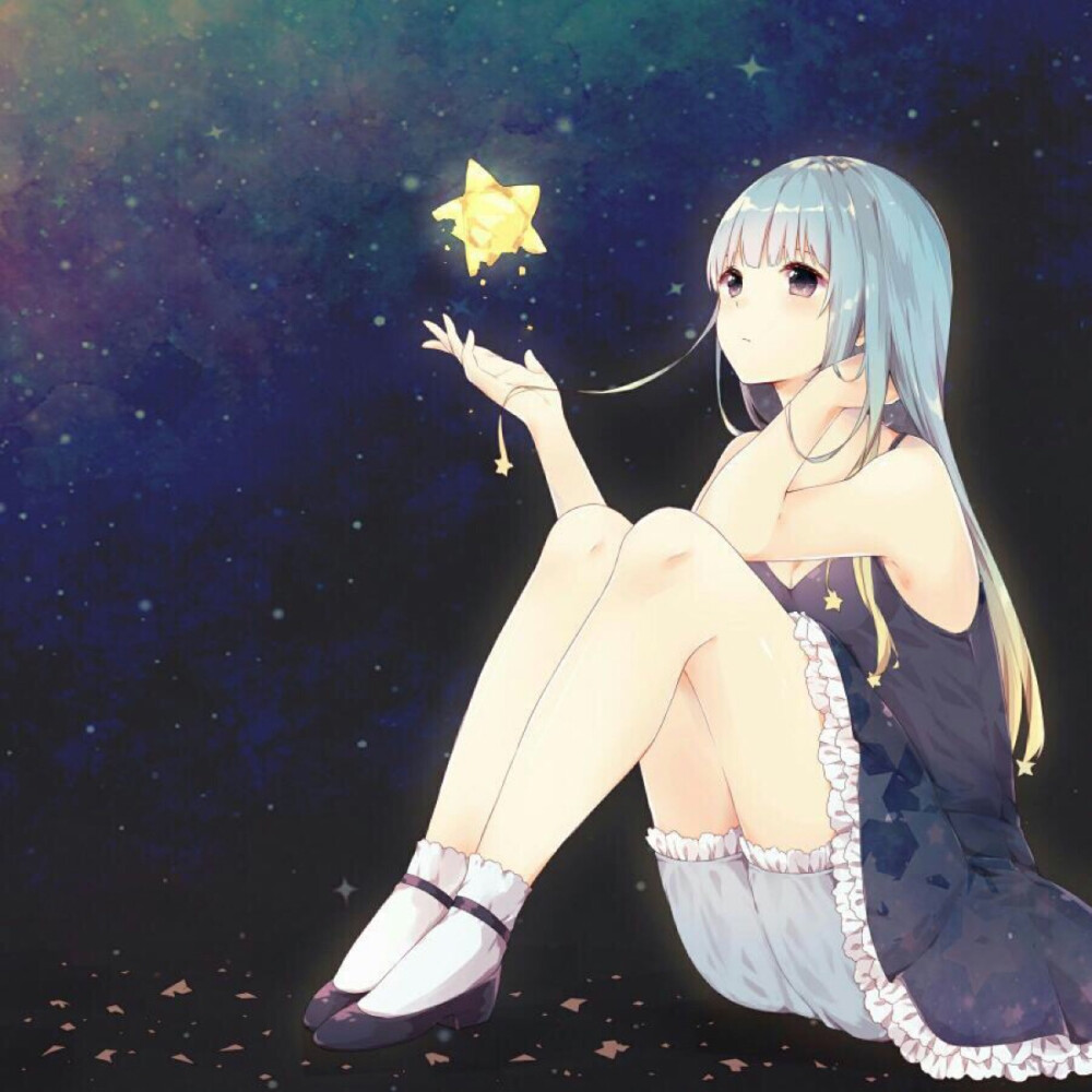 #动漫#少女#清纯#高清#壁纸#星空#效果#插画#星空#暖系