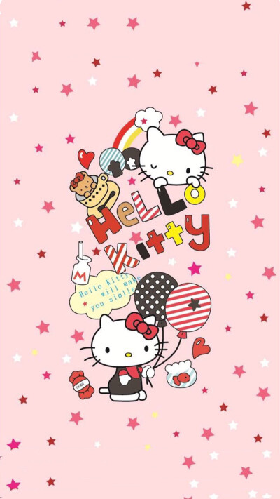 Hello kitty#卡通动漫#凯蒂猫#粉色#手机壁纸"εїз