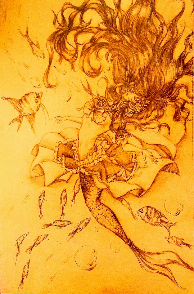 临摹，素描，人鱼