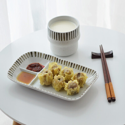 驼背雨奶奶 日式餐具套装 碗盘 家用 盘子创意陶瓷餐具早餐一人食