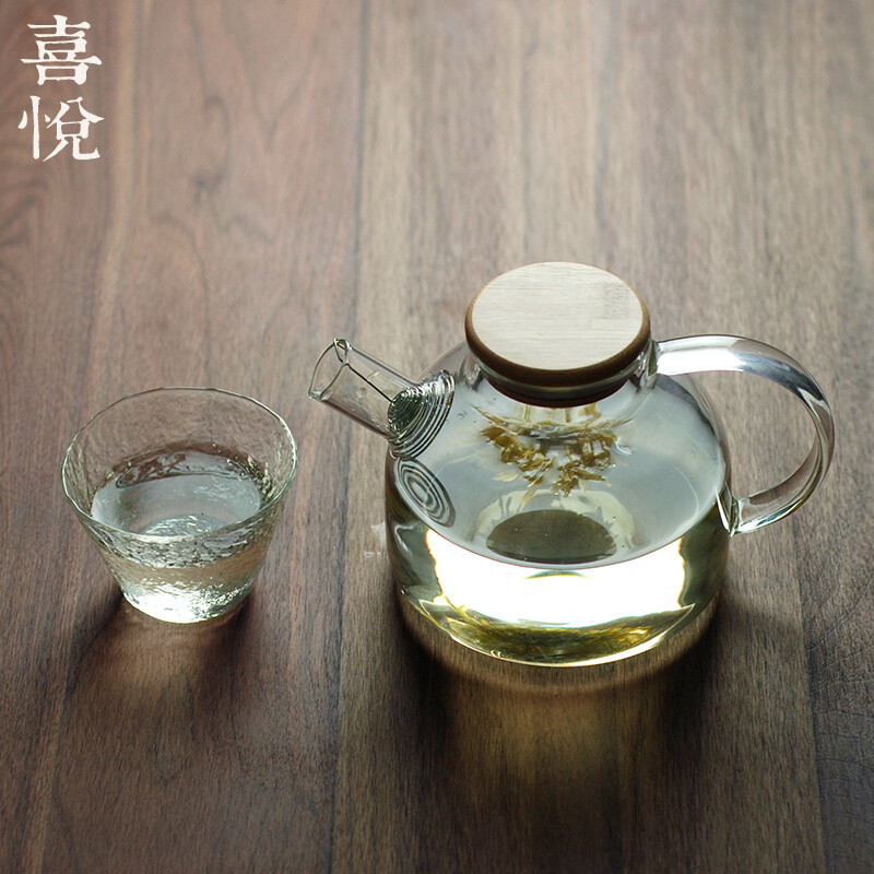 喜悦茶铺 玻璃透明冷水壶耐高温过滤玻璃凉水壶 花茶冷泡果茶壶