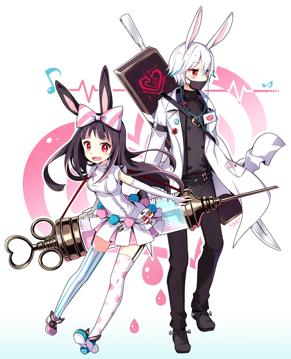 二次元壁纸情侣兔子护士和兔子医生的护故事