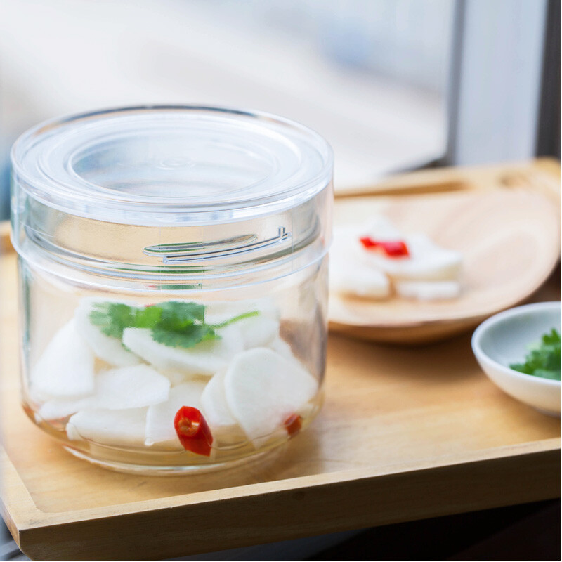 日本玻璃密封罐500ml日式透明简约玻璃罐 谷物保鲜罐储存罐杂粮瓶