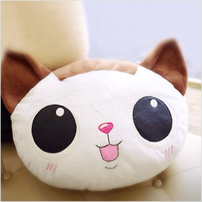 韩国进口动画片动漫猫咪小猫大头像绒面毛绒靠垫靠枕午睡枕