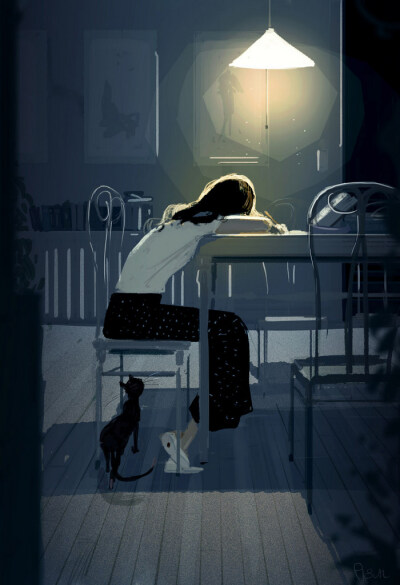 猫咪相伴的宁静时光 ~ 插画师Pascal Campion作品