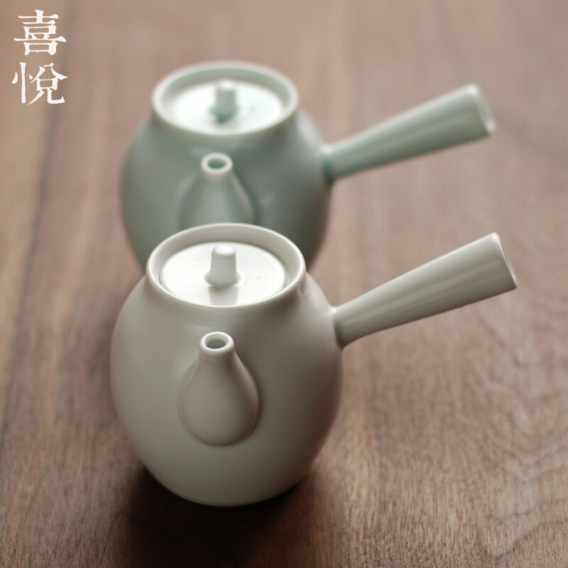 喜悦茶铺 功夫茶具泡茶器 手工青瓷茶壶 侧把急须壶 陶瓷壶