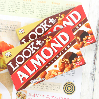 日本进口零食 LOOK 不二家 ALMOND杏仁夹心巧克力45g65g 12颗入