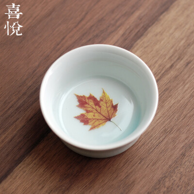 喜悦茶铺 龙泉青瓷品茗杯 梅子青陶瓷手工杯盏 功夫茶具