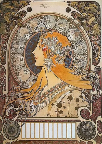 阿尔丰斯·穆夏（Alphonse Maria Mucha）20世纪初推进法国新艺术运动的代表画家