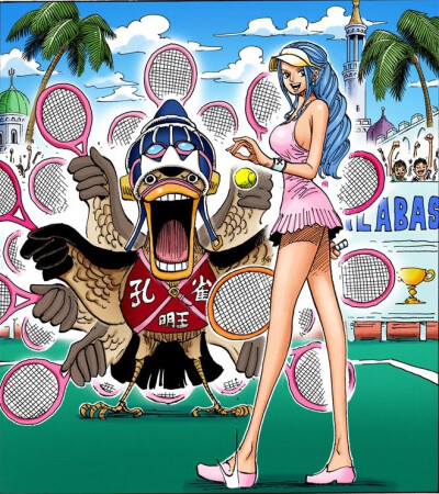 海贼王 【扉页】 卡鲁和薇薇正在打网球。