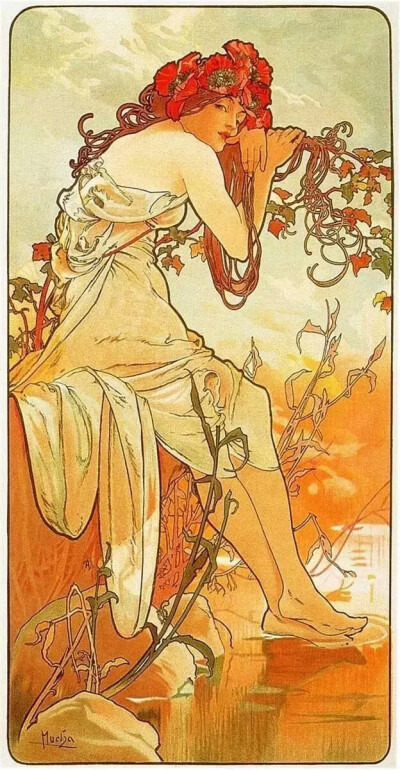 阿尔丰斯·穆夏（Alphonse Maria Mucha）20世纪初推进法国新艺术运动的代表画家