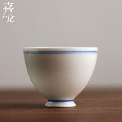 喜悦茶铺 品茗杯 陶瓷白瓷茶具 赏茶闻香主人杯 普洱红茶 又见