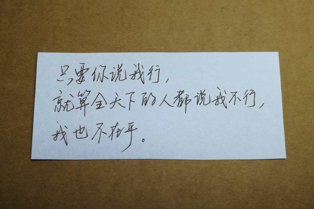 只要你说我行，就算全天下的人都说我不行，我也不在乎。