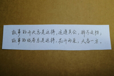 故事的开头总是这样，适逢其会，猝不及防；故事的结局总是这样，花开两朵，天各一方。