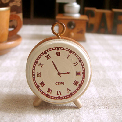 DIY工具 日本创意 Decole 复古小巧 时钟造型 木质日记印章