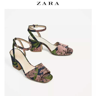 ZARA 女鞋 刺绣高跟凉鞋 12674201203