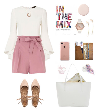 Intermix blouse，Blush Paper sbort，Ted Baker bag，Olivia Burton watch，Zoe Chicco earrings#821https://www.polyvore.com/