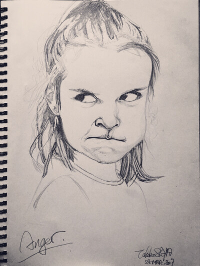 Anger girl by drawing.