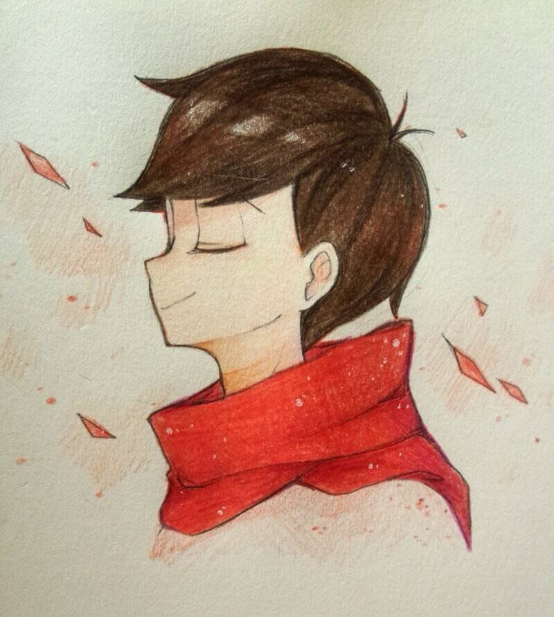 插画手绘彩铅动漫少年阿松byp站的阿柠