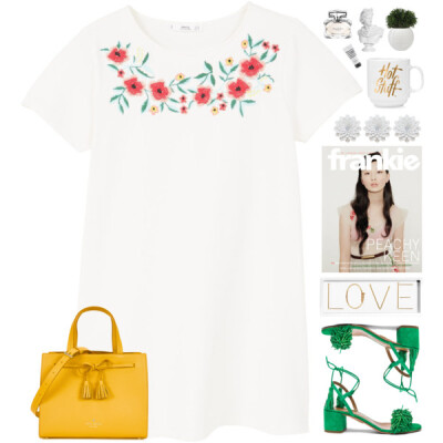 A fashion look from March 2017 featuring embroidery dresses, Aquazzura and tote purses. Browse and shop related looks.