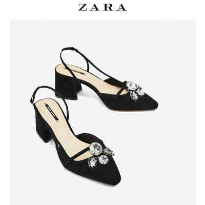 ZARA 女鞋 珠宝装饰露跟高跟鞋