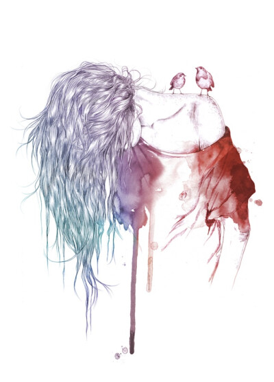 Esra Roise铅笔水彩肖像插画