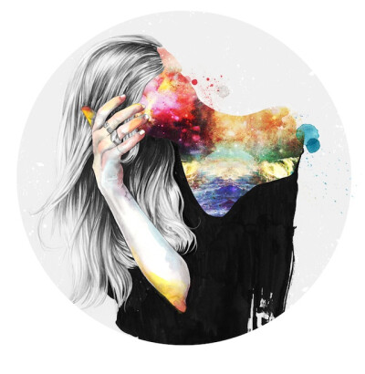 Esra Roise铅笔水彩肖像插画