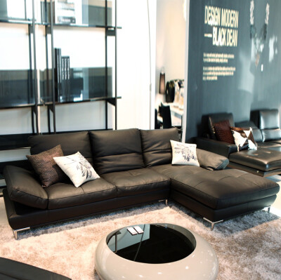 创意真皮沙发客厅组合 时尚皮艺沙发头层牛皮简约现代功能皮沙发