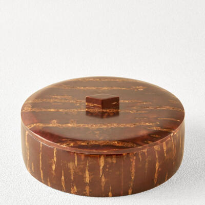 日本传统工艺 桦细工 樱皮制圆形点心盒