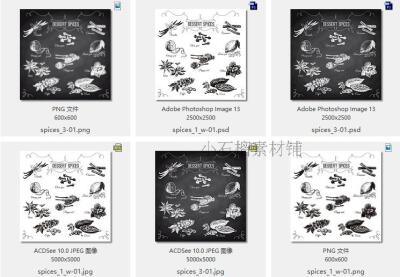 矢量复古手绘香草香料调料线稿菜单海报模板 AI设计素材AI100