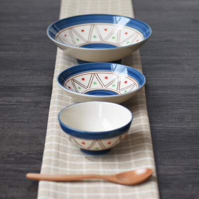 景德镇日式和风仿古手绘陶瓷餐具 简约米饭碗 甜品碗 汤碗 菜碗