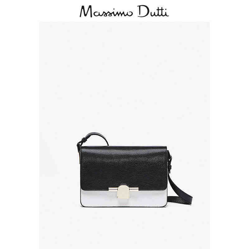 Massimo Dutti 女士配件 三色羊皮革斜背包 