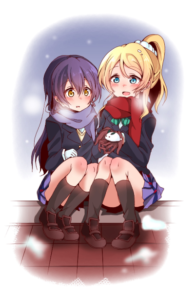 画师： クーヤ
#pixiv http://www.pixiv.net/member_illust.php?illust_id=60684034&mode=medium
lovelive μ's 洵濑绘里 园田海未 umi eli