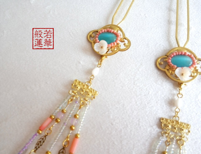 【般若莲华】汉服配饰原创清新雕花贝壳米珠珍珠流苏发簪