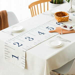 创意尺子桌旗简约美式田园乡村  棉麻餐桌布电视柜茶几桌布台布