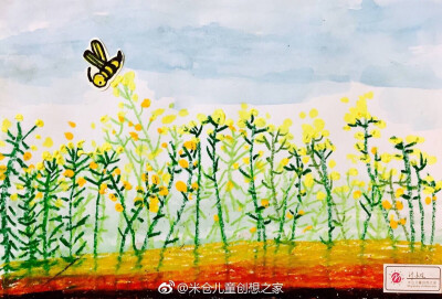 油菜花水粉，油画棒