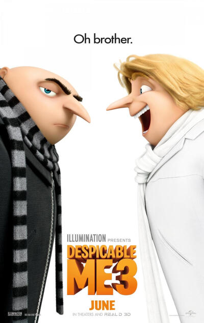 #神偷奶爸3##Despicable Me3#预告图2017.6.30
简介：奶爸格鲁与特工露西婚后继续打击犯罪。第三部中的新反派巴萨扎·布莱德是名一度辉煌过的过气童星，因为青春期时他的电视节目被拿掉，导致他怒火中烧走上坏蛋道路并…