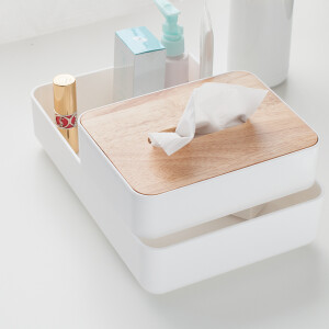 北欧简约桌面收纳盒 化妆品首饰日用品盒纸巾盒 多功能木盖储物盒