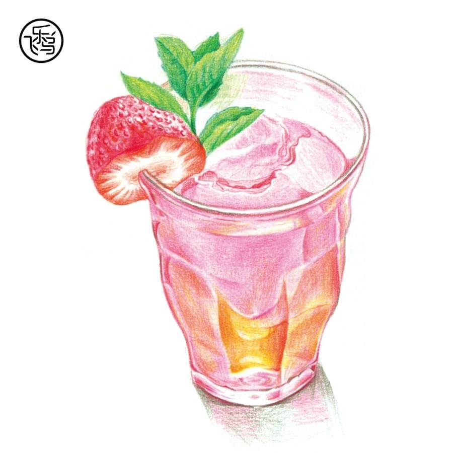 米糕飞乐鸟美食手绘彩铅