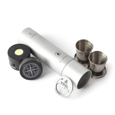美国VSSL便携内置手电筒指南针叠不锈钢水杯子多功能水壶Flask