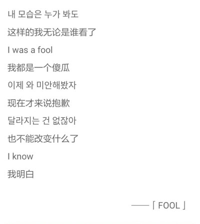 WINNER《Fool》
是啊，无论如何都是个傻瓜.