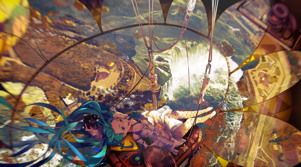 初音世界旅行 尼亚加拉大瀑布 初音未来 画师：Dan-Evan 本作品pixiv id=38187550