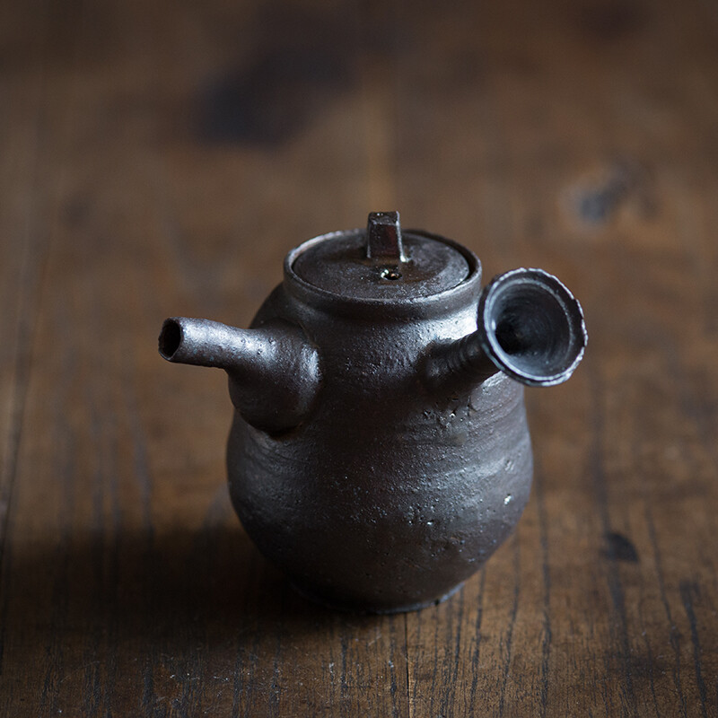 职人手作 粗陶茶壶 手工拉坯 环保金属釉茶壶 复古陶瓷茶壶