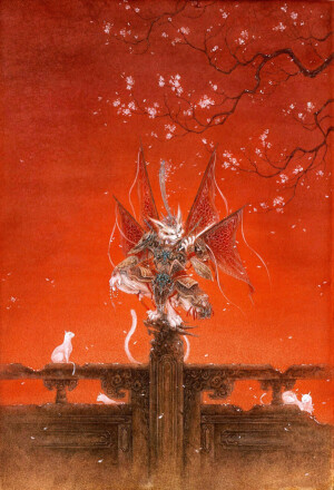 【中国百鬼】猫将军······《猫苑》述：“安南有猫将军庙，其神猫首人身···中国人往者必祈祷决休咎···”—杉泽