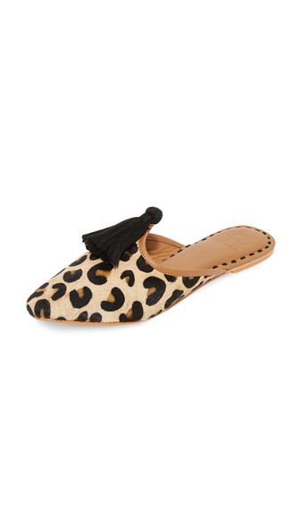 Figue Audrey 豹纹连毛小牛皮无跟便鞋