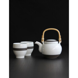 日本进口   白山陶器   阪本やすき设计    白瓷茶壶附两杯