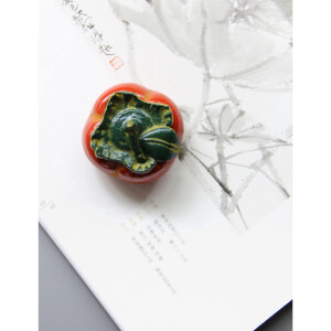 日本进口   南部铁器佐藤勝久工房   红柿铸铁印泥盒书房摆件